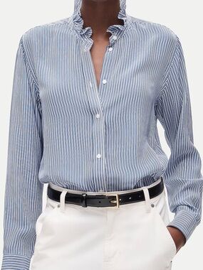 J. Crew Jules Ruffle-Collar Button-Down Shirt